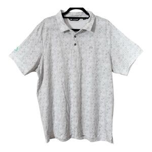 Travis Mathew Cozumel Gray White Pima Cotton Blend  Performance Polo Shirt XXL
